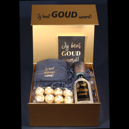 Cadeaubox Jij bent goud waard - Cadeau jij bent goud waard. Voor iemand die jij goud waard vindt is dit het ultieme cadeau