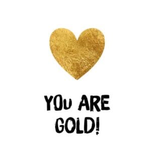 You Are Gold cadeaupakket – luxe geschenk met Treaclemoon showergel, badspons, zeephart, chocoladehartjes, kaars en wenskaart