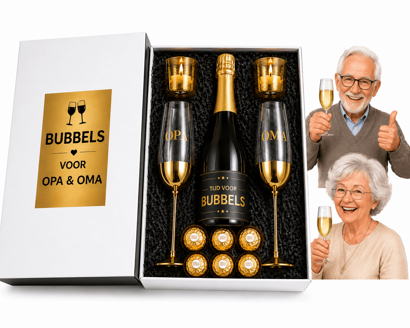 Opa en Oma cadeau - Proost met Bubbels!
